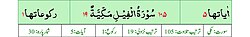 Qurʼon nusxalaridan biridagi Fil surasi sarlavhasi. Yuqorida oʻngdan: 1. Oyati 5, 2. Markazda qizil rangda sura tartib raqami 105, qora rangda - Fil surasi va Makkiy, qizil rangda nozil boʻlgan tartibi - 19, 3. Rukuʼsi soni - 1; Pastda oʻngdan: 1. Sura:Makkiy, 2. Tilovat tartibi:105, 3. Nozil boʻlish tartibi:19, 4. Rukuʼsi:1, 5. Oyati:5, 6. Porasi (Juzi):30 deb koʻrsatilgan.